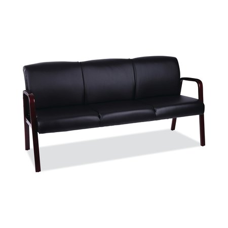 ALERA Reception Lounge WL 3-Seat Sofa, 65.75w x 26.13d x 33h, Black/Mahogany ALERL2319M